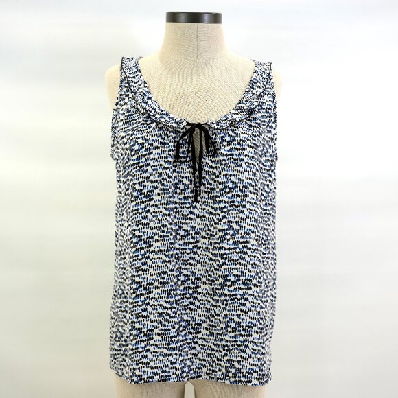 LOFT Tops - Ann Taylor Loft Women's Camisole Tie Front Blue White Black Size Medium Petite